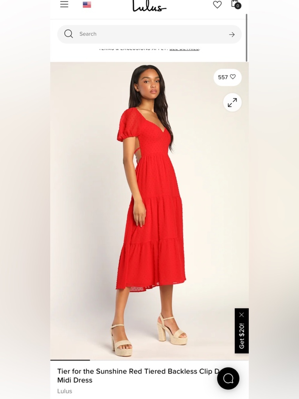 Lulu’s Red Puff Sleeve Midi Dress - Women's Elegant Scoop Neck - Picture 2 of 4